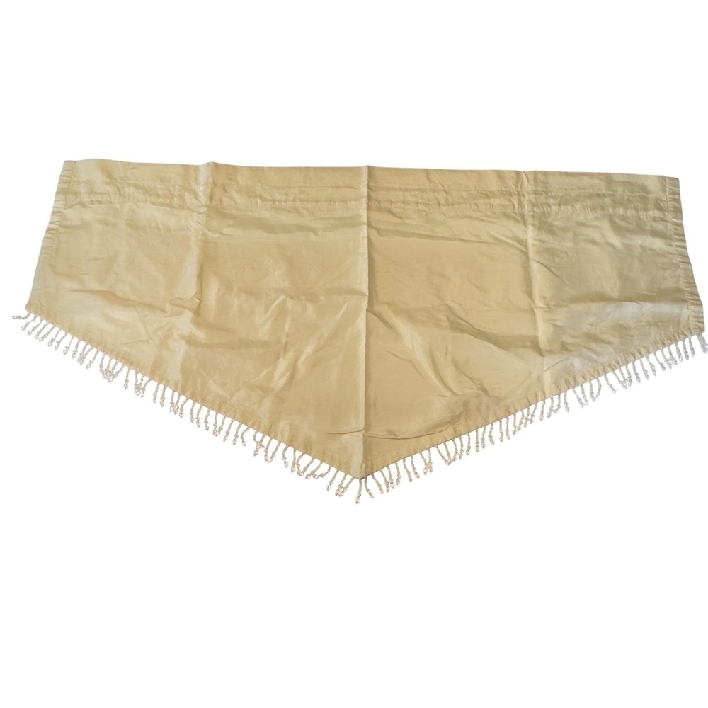 Champagne Silk Blend Beaded Fringe Pointed Window Valance‎ 38"x21" V-shape